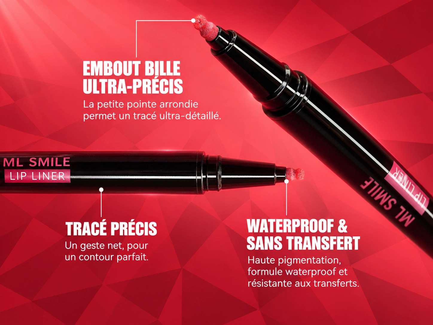 Embout bille pr&eacute;cis du Feutre &agrave; L&egrave;vres Signature pour tracer le contour des l&egrave;vres